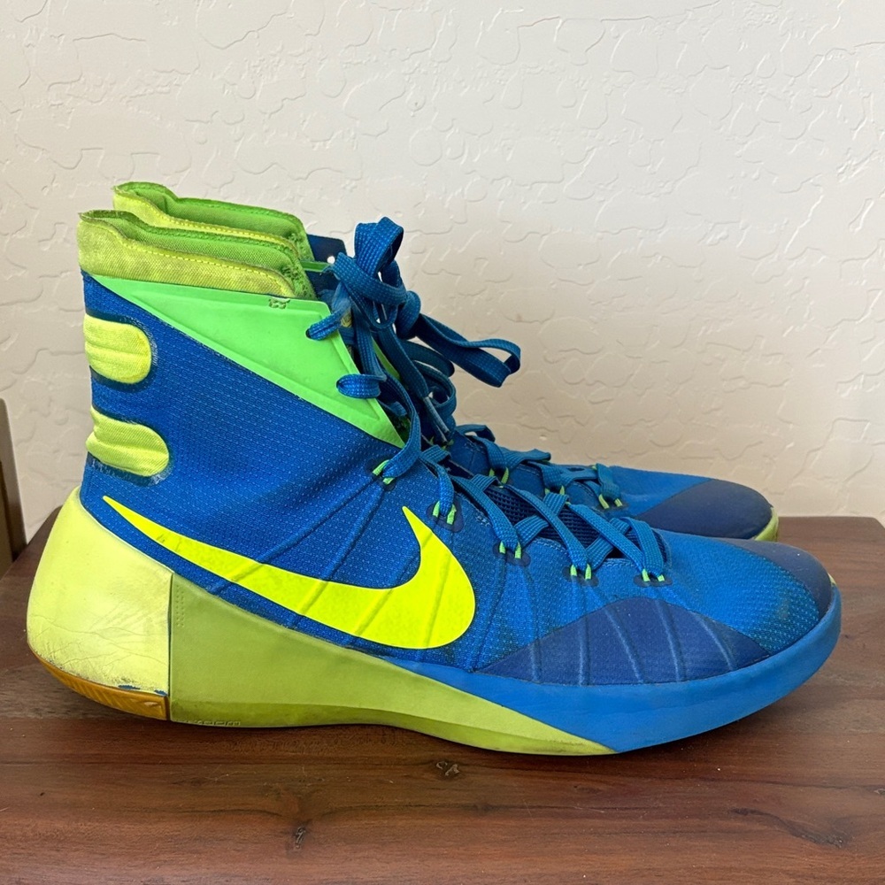 Nike Hyperdunk 2015 Men's Blue Yellow and Green 749561-473 Size 13